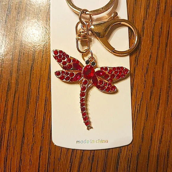 Mint Gold and Red Dragonfly Key Holder - Picture 3 of 5